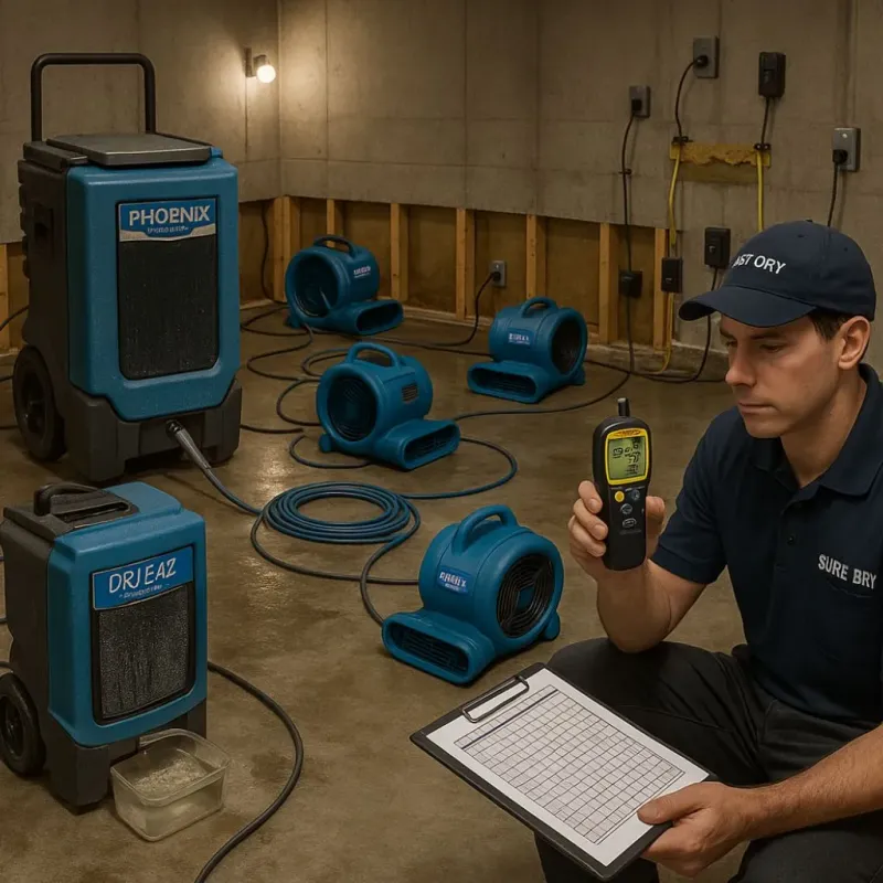 Structural Drying and Dehumidification process in Tamalpais Valley, CA